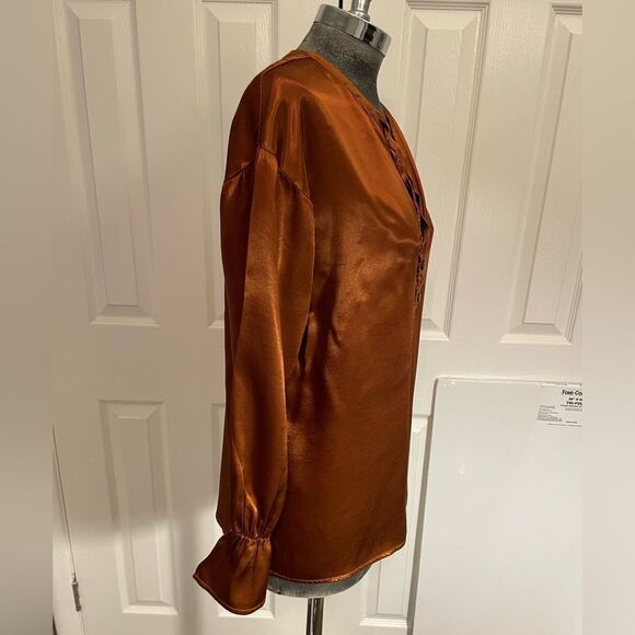 STARK X Deep Copper Satin Blouse Size Small - Picture 3 of 9
